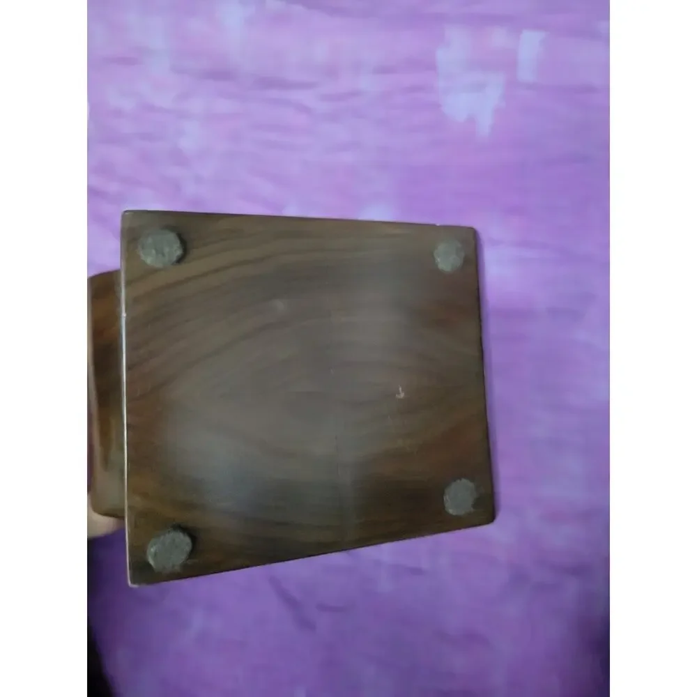 Bandsaw Scroll Leaf Teak Wood Jewelry Box W Hidden Compartment Signed